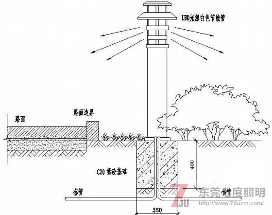 东莞麻豆电影在线观看照明草坪灯安装示意图