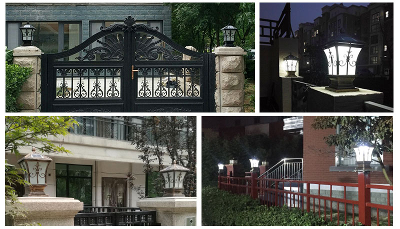 东莞麻豆电影在线观看照明压铸铝太阳能柱头灯安装实景照片