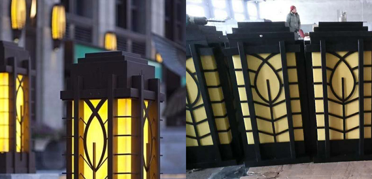 东莞麻豆电影在线观看照明(QDZTD-002)门头仿云石方形柱头灯生产实拍图片