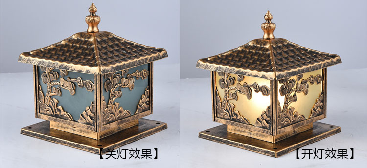 麻豆电影在线观看照明(QDZTD-006)仿古压铸铝迎客松柱头灯开关灯效果