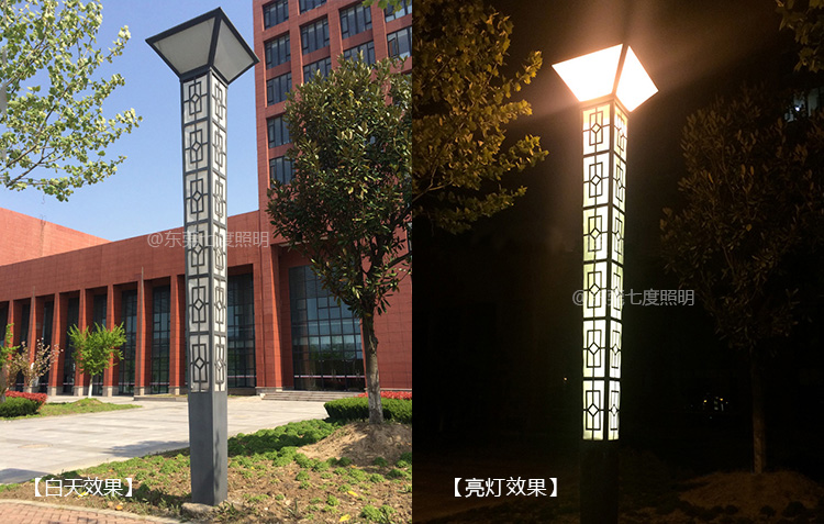 QDJGDZ-027-3.5米中式倒方锥形久久久永久久久人妻精品麻豆柱安装实景效果白天效果与亮灯效果